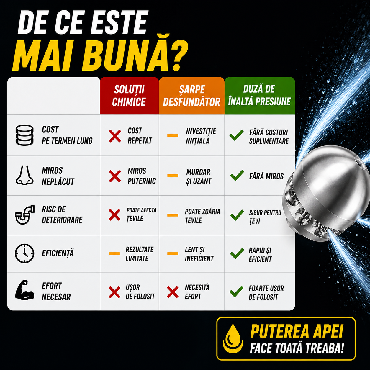 Duză Turbo pentru Desfundarea Țevilor